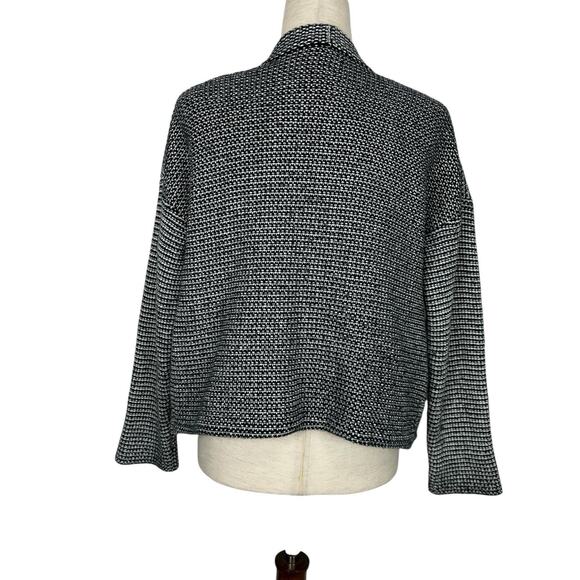 Madewell Cardigan Women Medium Black White Knit Tweed Open Front Cocoon Classic - Picture 3 of 13